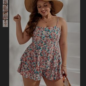 Floral Print Ruffle Romper